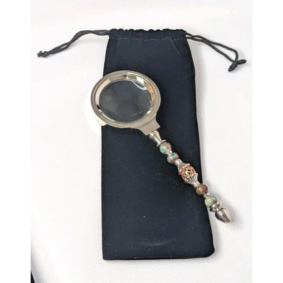 Beaded Desk Magnifying Glass with Gemstone Beads - 6 inches - Picture 6 of 6
